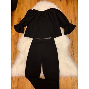 Boohoo off the shoulder Coordinate Set in Black